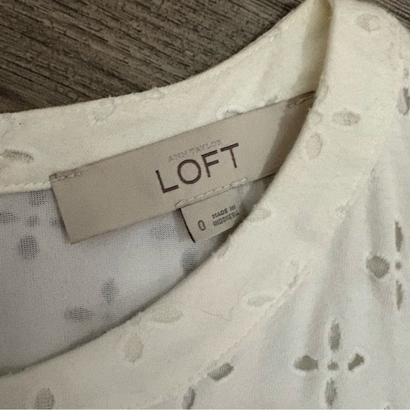 Ann Taylor LOFT White Eyelet A-Line Sleeveless Dress Sz 0 Bridal Floral Summer - Picture 2 of 15